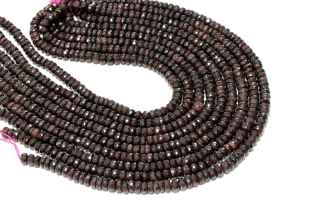 Rondelle Garnet Gemstone Beads Natural Faceted Semiprecious Loose DIY Jewelry