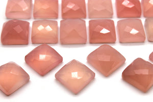Natural Pink Chalcedony AA Gemstone Square Cabochon Wholesale Jewelry Supply