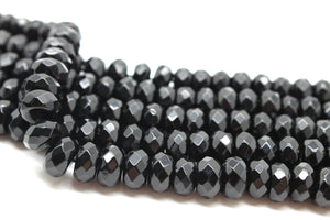 Black Onyx 6x10mm Faceted Rondelle Beads Loose Gemstone Jewelry Making Supply