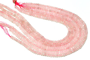 Natural Rose Quartz Beads Gemstone Faceted Rondelle Jewelry Making Gem Wholesale