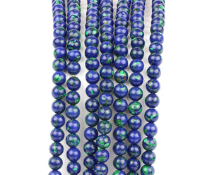 Natural Lapis Malachite Beads Round Smooth Loose Spacer Gemstone Jewelry Making