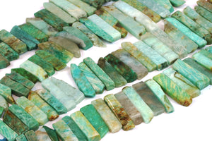 Natural Amazonite Gemstone Long Slices Rectangle Beads Irregular Chip Stone Gem