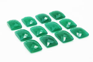 Natural Green Onyx Gemstone Rectangle Faceted Cabochon Loose Crystal Wholesale