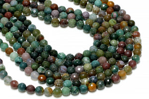 Natural Fancy Jasper Beads 8mm Loose Faceted Round Gemstone DIY Jewelry Supply