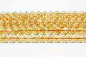 Round Citrine Gemstone Beads Smooth Spacer Jewelry Supply November Birthstone