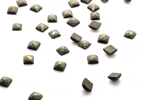 Square Natural Pyrite 12x12mm Faceted Cabochon Loose AA Gemstone Jewelry Making