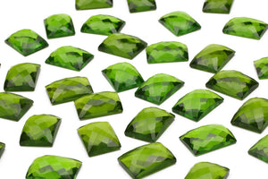 Peridot Gemstone Rectangle Loose Faceted Cabochon Lab Created DIY Jewelry Supply