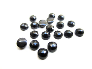 Small Round 4mm Natural Black Onyx Faceted Cabochon Loose Gemstone Bulk Sale