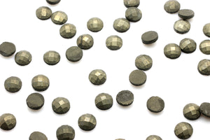 Natural 10mm Pyrite Gemstone Round Faceted Cabochon Jewelry Making Loose Gem Cab