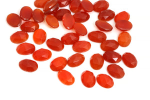 Red Orange Carnelian Gemstone Loose Faceted Oval Cabochon Wholesale DIY Supply