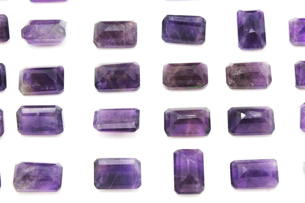 Natural Rectangle Amethyst Gemstone Untreated Gems Semiprecious Quartz Stones