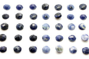 Calibrated Natural Round Sodalite Faceted Cabochon Gemstone Rune Stone Wholesale