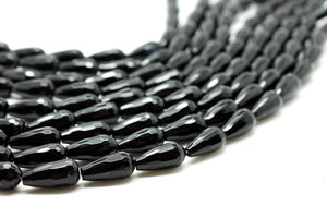 Natural Black Onyx Long Teardrop Beads Wholesale Jewelry Making Faceted Gemstone