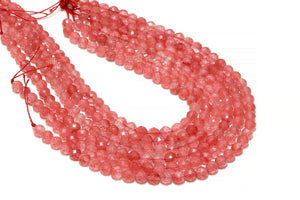 10mm Cherry Quartz Beads Large Round Faceted Loose Gemstone Wholesale DIY Supply