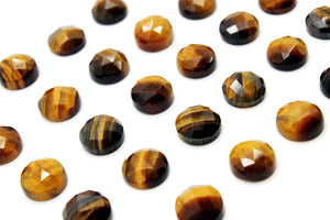 Natural Round Tiger Eye Gemstone Loose Faceted Cabochon Wholesale Jewelry Making