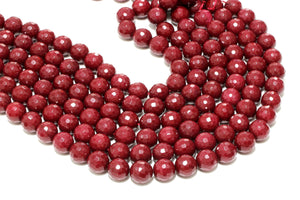 Faceted Red Jade Beads Round Loose Gemstone Wholesale Jewelry Making Supply