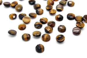 Round 16mm Tiger Eye Gemstone Natural Loose Faceted Cabochon DIY Jewelry Supply