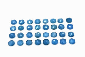 Round Blue Chalcedony Gemstone Loose Faceted Cabochon Jewelry Making Wholesale