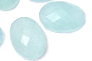 Natural Aqua Chalcedony Oval Faceted Cabochon Loose AA Gemstone Jewelry Making