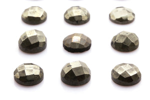Natural Round Pyrite Gemstone Calibrated Faceted Cabochon DIY Jewelry Wholesale