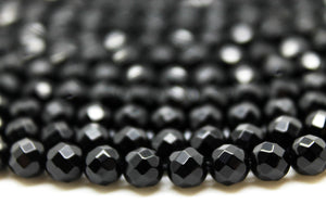 Natural Black Onyx Beads Faceted Gemstone Round Loose Jewelry Making Bulk Sale