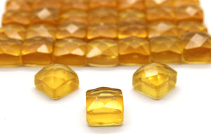 Citrine Cabochon Gemstone Natural Faceted Square Cab Loose AA 6x6mm DIY Stone