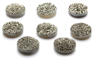Silver Crystal Agate Druzy Quartz Geode Natural Gemstone Grey Round DIY Supplies
