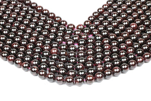 Smooth Garnet Gemstone Beads Natural Round Loose Spacer Jewelry Making Bulk Gem