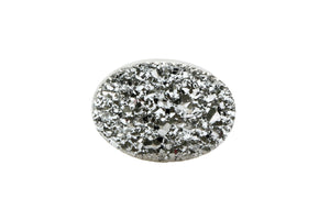Oval Natural Druzy Agate Silver Cabochon Gemstone Jewelry Making Stone Bulk Sale