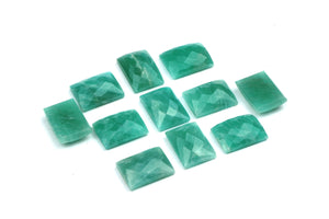 Natural Amazonite Gemstone Loose Rectangle Faceted Cabochon DIY Jewelry Supply
