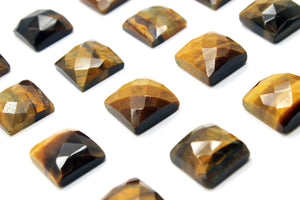 Tiger Eye Gemstone Faceted Natural Loose Square Cabochon Jewelry Making Supply