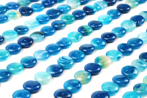 16mm Blue Madagascar Smooth Round Loose Coin Beads 16" Strand Bulk DIY Jewelry