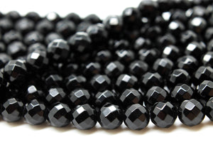 Black Onyx Beads Gemstone Round Natural 6mm Loose Faceted DIY Jewelry Making Gem