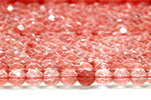 Faceted Cherry Quartz Beads 8mm Round Loose Spacer Gemstone DIY Jewelry Supply