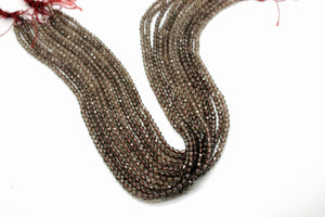 3mm Natural Smoky Quartz Tiny Round Brown Loose Faceted Gemstone Beads Bulk Sale