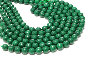Faceted Round Jade Beads Natural Gemstone Loose DIY Jewelry Supplies Wholesale