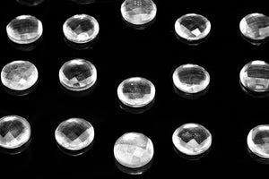Clear Natural Healing Crystal Quartz Round Faceted Cabochon Gemstone Wholesale