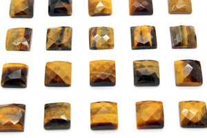 Square Tiger Eye Gemstone Loose Faceted Natural Cabochon Jewelry Material Supply