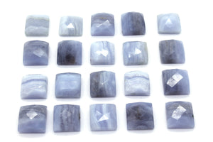 Blue Lace Agate Square Loose Faceted Cabochon Natural Rare AA Grade Gemstone