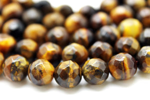 Natural Tiger Eye 8mm Beads Faceted Loose Spacer Gemstone Jewelry Making Supply