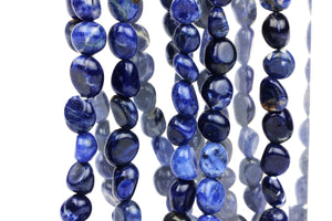 Sodalite Nugget Beads Natural Blue Smooth Round Gemstone Jewelry Making Supply