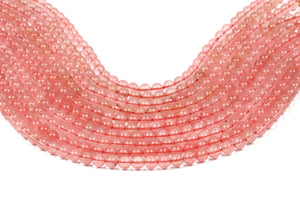 Round Cherry Quartz Beads Smooth Crystal Gemstone Loose Gem Jewelry Making Bulk