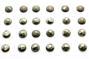 Natural 10mm Pyrite Gemstone Round Faceted Cabochon Jewelry Making Loose Gem Cab