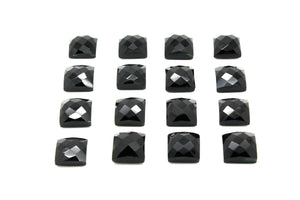 Loose Natural Calibrated Faceted Black Onyx Square Cabochon Gemstone Checker Cab