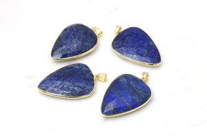 Lapis Lazuli Bezel Pendant Faceted Teardrop Gemstone Jewelry Finding Materials