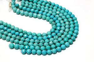 Natural Round Magnesite Turquoise 6mm Faceted Loose Beads Gemstone DIY Jewelry
