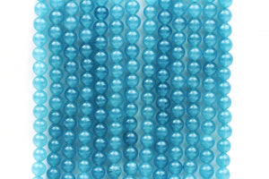 Aqua Quartz Crystal Beads Smooth Round 8mm Loose Gemstone Jewelry Making Supply