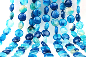 16mm Blue Madagascar Smooth Round Loose Coin Beads 16" Strand Bulk DIY Jewelry