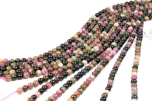 Natural Tourmaline Gemstone Beads Round Loose Spacer 8mm Multi-color Wholesale