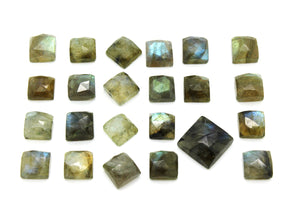 Natural Square Labradorite Gemstone Faceted Cabochon 4x4mm Semiprecious Stone
